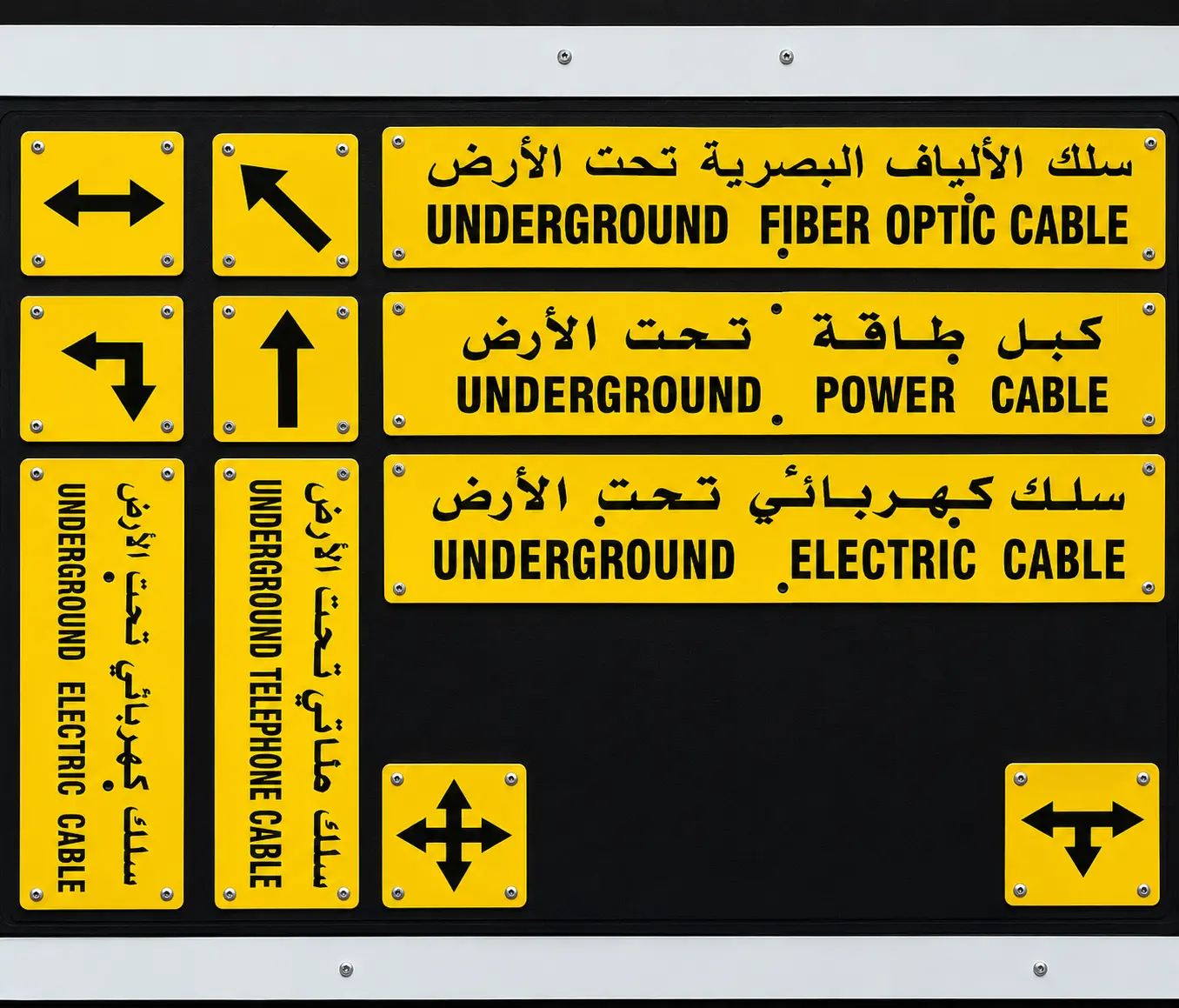 Warning sign plate for telecom and fiber optic cable route safety